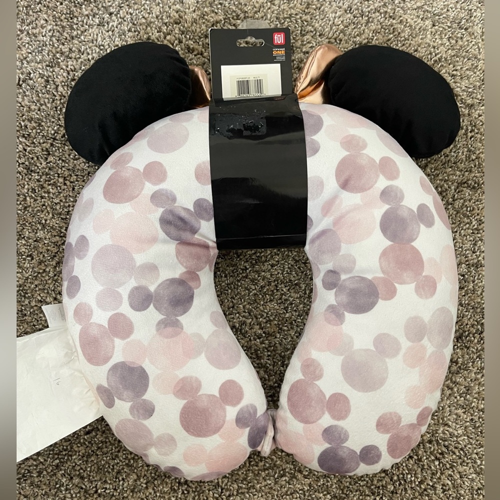 NWT Disney Minnie Mouse Ears Bow Travel Neck Pillow - Picture 2 of 5